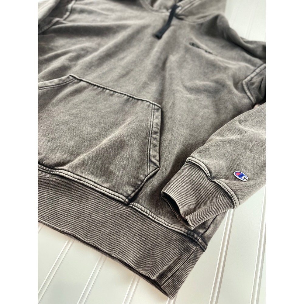 Champion Mens Acid Wash Logo Hoodie Charcoal Gray Fleece CPW253FH03 Large - Picture 3 of 7